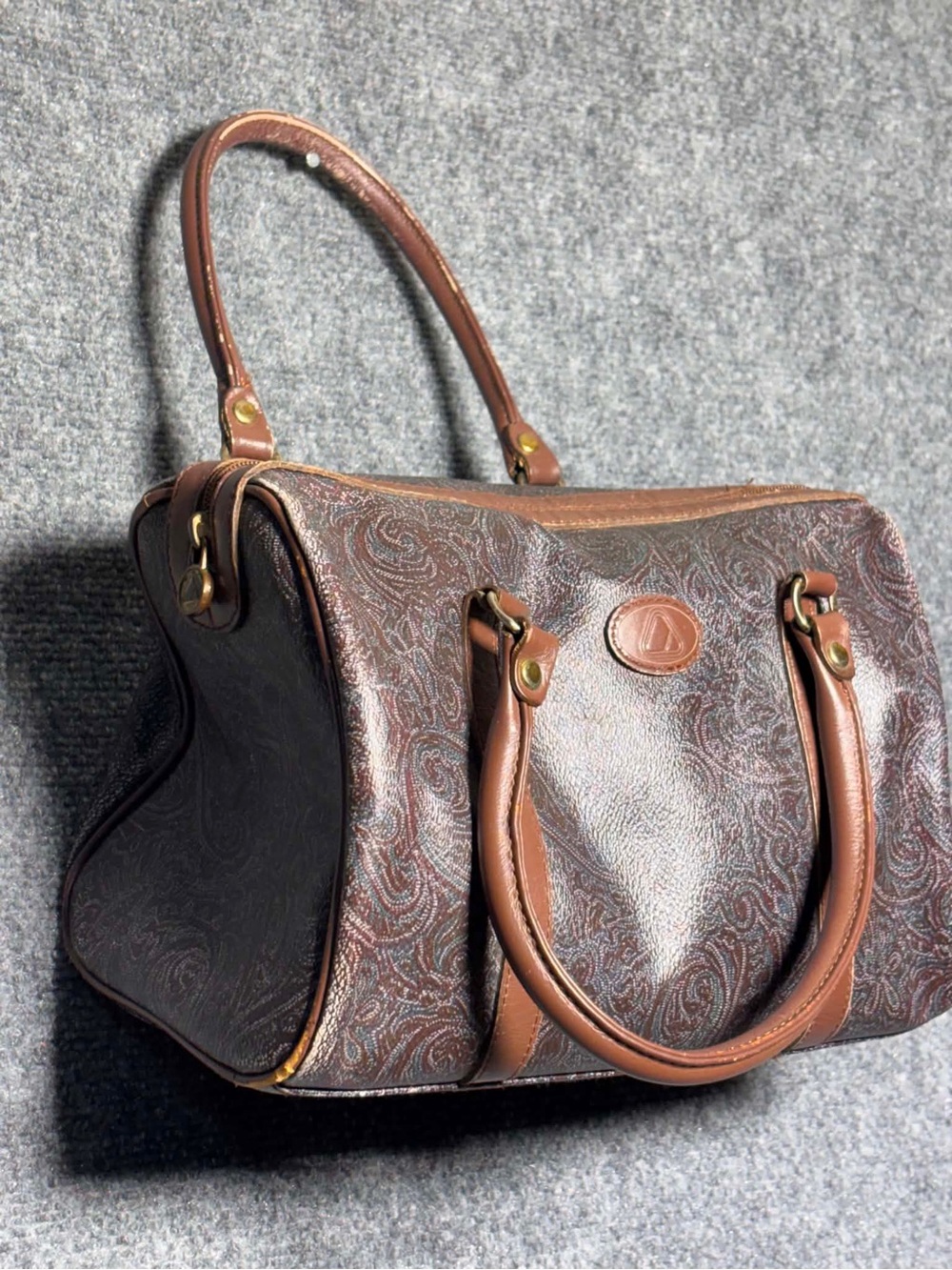 Liz Claiborne Brown Paisley Dome Satchel Handbag